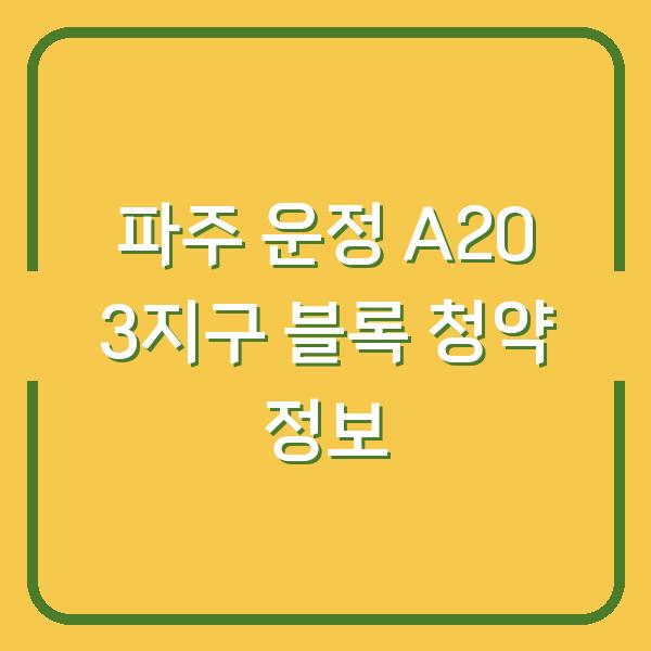 파주 운정 A20 3지구 블록 청약 정보
