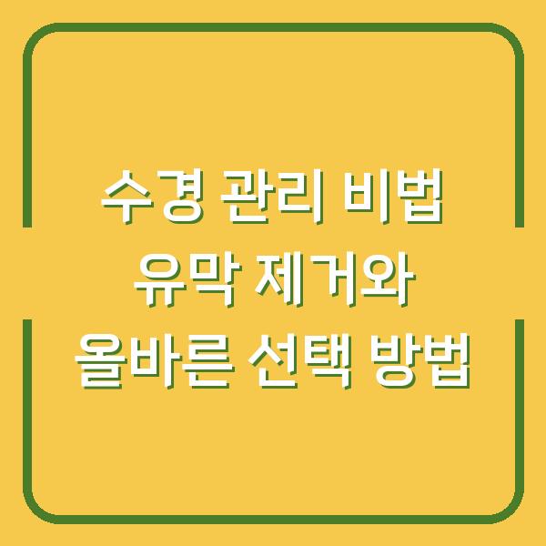 수경 관리 비법 유막 제거와 올바른 선택 방법