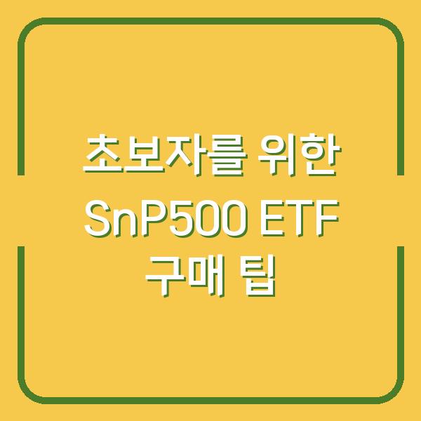 초보자를 위한 SnP500 ETF 구매 팁