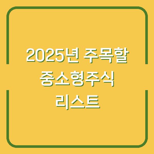 2025년 주목할 중소형주식 리스트