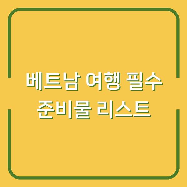 베트남 여행 필수 준비물 리스트