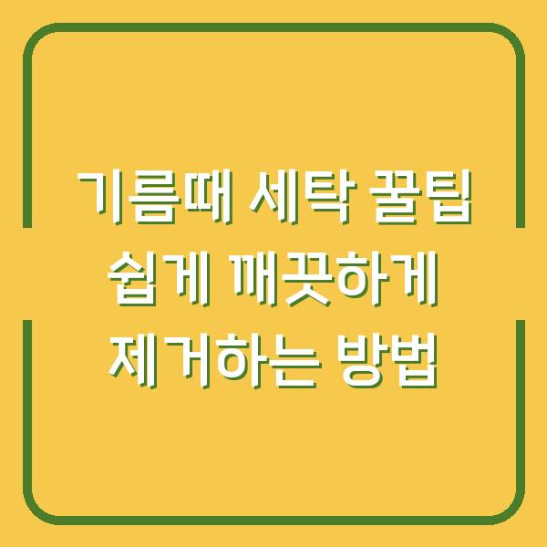기름때 세탁 꿀팁 쉽게 깨끗하게 제거하는 방법