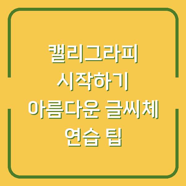 캘리그라피 시작하기 아름다운 글씨체 연습 팁