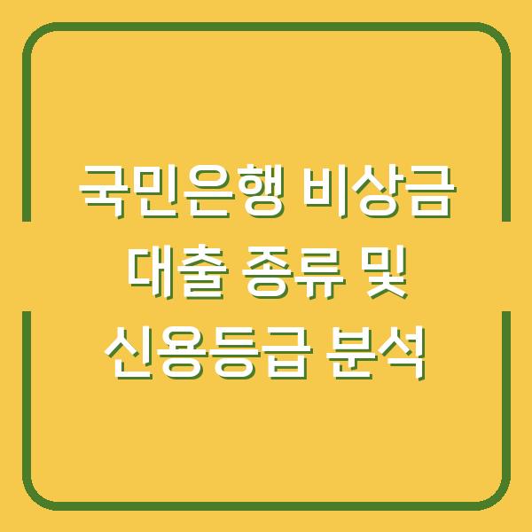국민은행 비상금 대출 종류 및 신용등급 분석