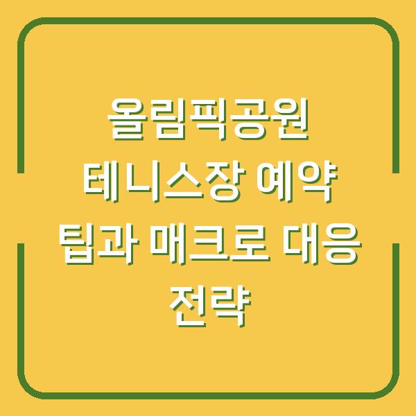 올림픽공원 테니스장 예약 팁과 매크로 대응 전략
