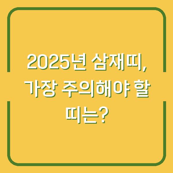 2025년 삼재띠, 가장 주의해야 할 띠는?