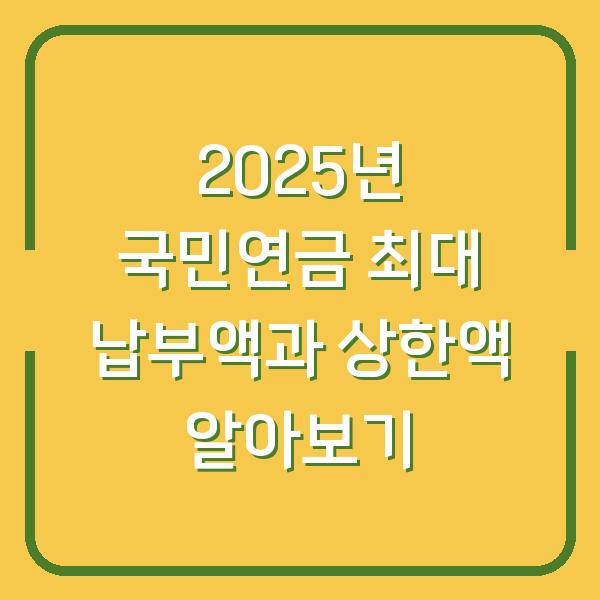 2025년 국민연금 최대 납부액과 상한액 알아보기