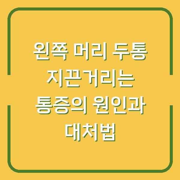 왼쪽 머리 두통 지끈거리는 통증의 원인과 대처법