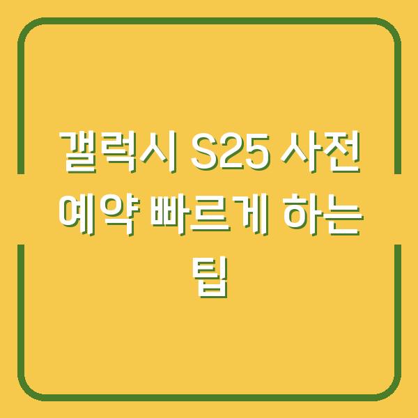 갤럭시 S25 사전 예약 빠르게 하는 팁