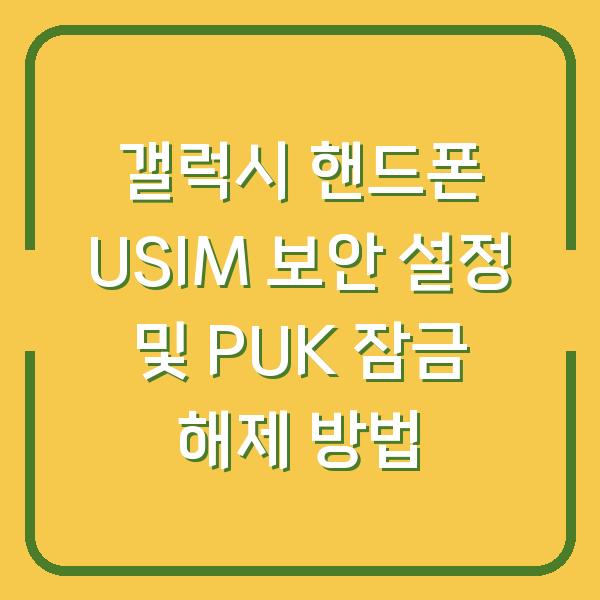 갤럭시 핸드폰 USIM 보안 설정 및 PUK 잠금 해제 방법