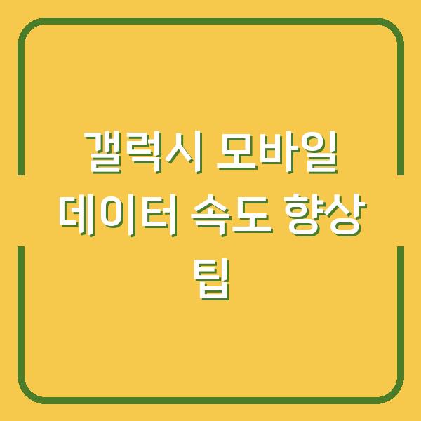 갤럭시 모바일 데이터 속도 향상 팁