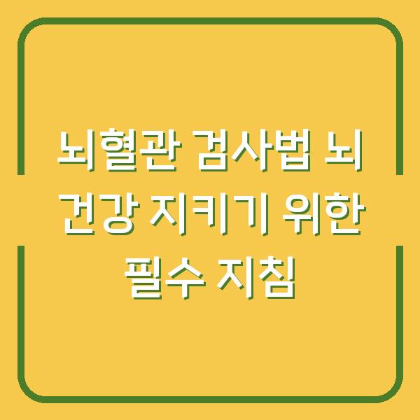 뇌혈관 검사법 뇌 건강 지키기 위한 필수 지침