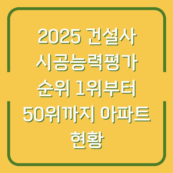 2025 건설사 시공능력평가 순위 1위부터 50위까지 아파트 현황