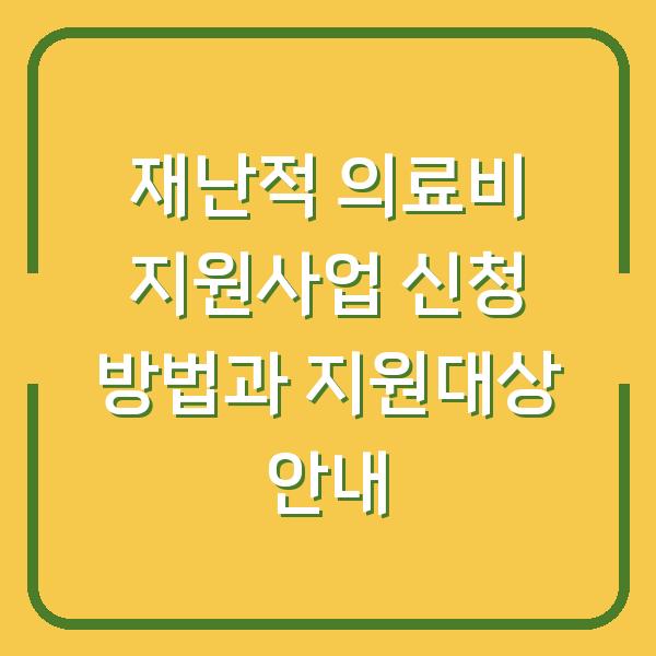 재난적 의료비 지원사업 신청 방법과 지원대상 안내