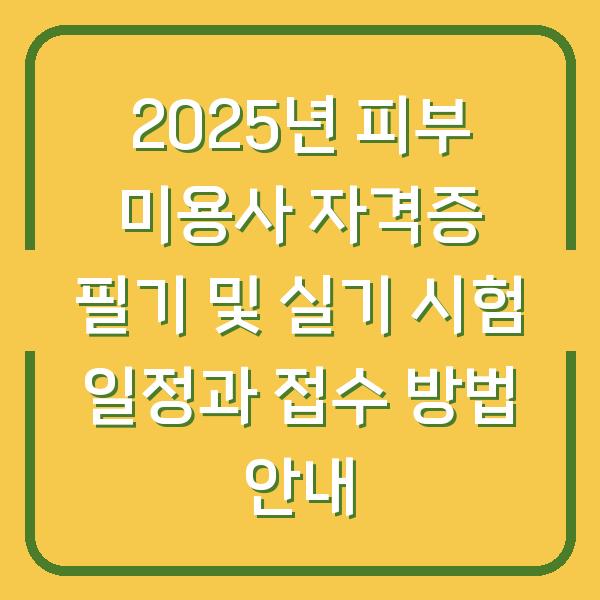 2025년 피부 미용사 자격증 필기 및 실기 시험 일정과 접수 방법 안내
