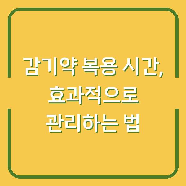 감기약 복용 시간, 효과적으로 관리하는 법
