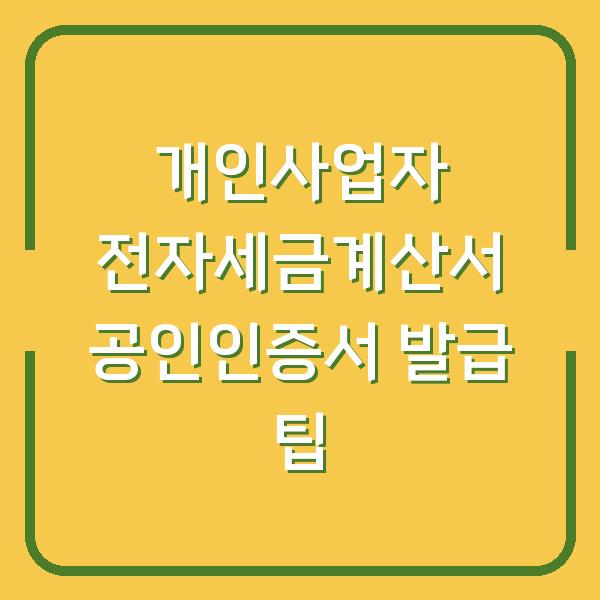 개인사업자 전자세금계산서 공인인증서 발급 팁