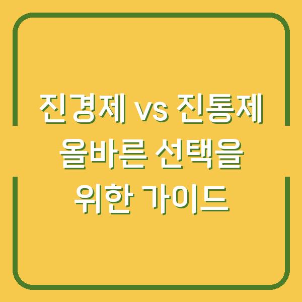 진경제 vs 진통제 올바른 선택을 위한 가이드