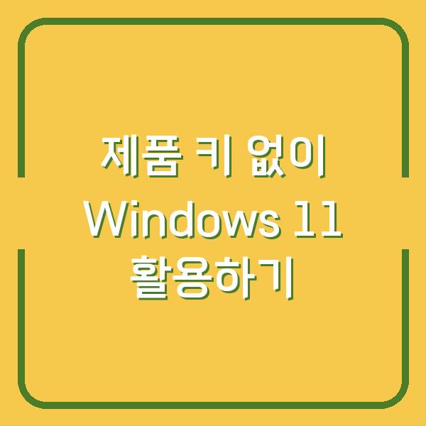 제품 키 없이 Windows 11 활용하기