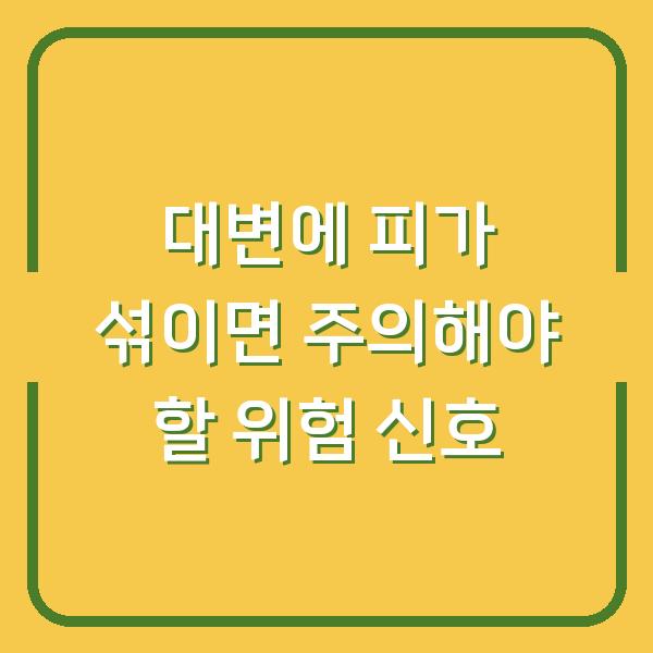 대변에 피가 섞이면 주의해야 할 위험 신호
