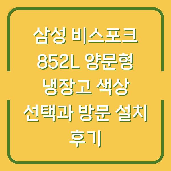 삼성 비스포크 852L 양문형 냉장고 색상 선택과 방문 설치 후기