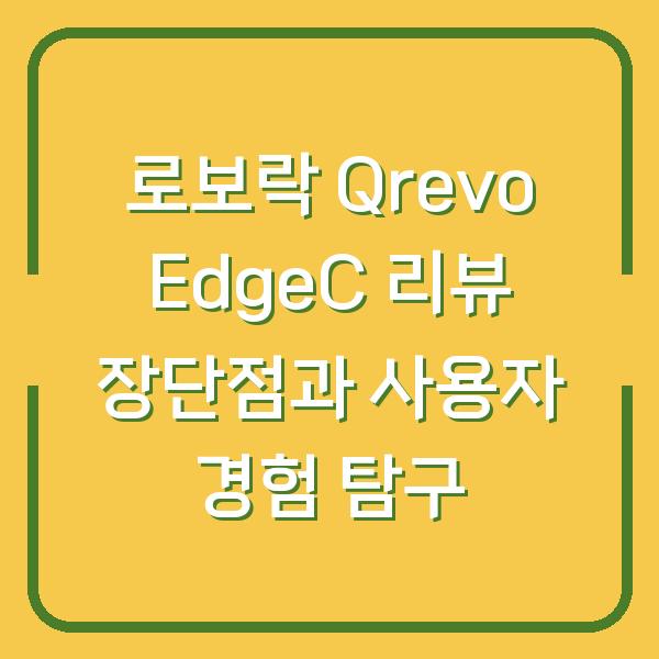 로보락 Qrevo EdgeC 리뷰 장단점과 사용자 경험 탐구