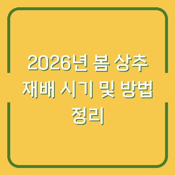 2026년 봄 상추 재배 시기 및 방법 정리