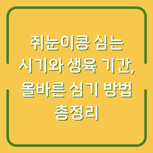 쥐눈이콩 심는 시기와 생육 기간, 올바른 심기 방법 총정리