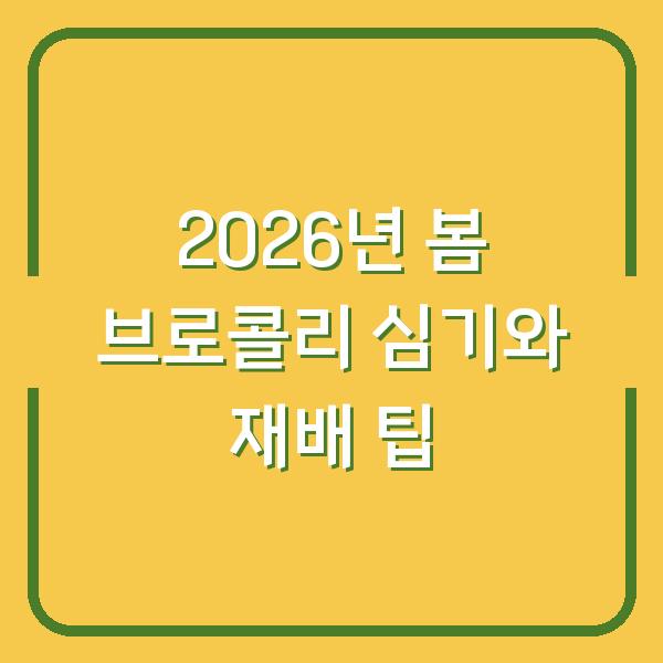 2026년 봄 브로콜리 심기와 재배 팁