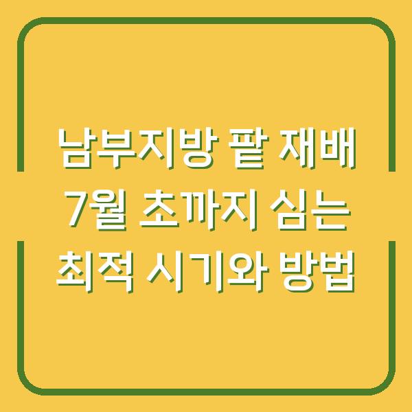 남부지방 팥 재배 7월 초까지 심는 최적 시기와 방법