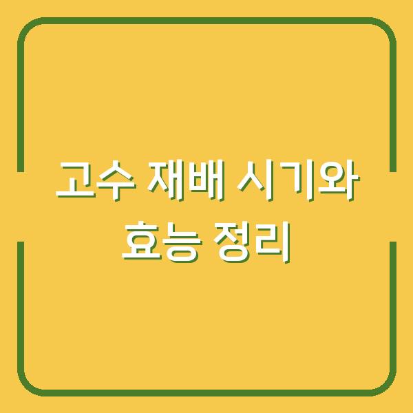 고수 재배 시기와 효능 정리