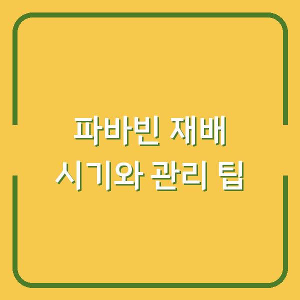 파바빈 재배 시기와 관리 팁