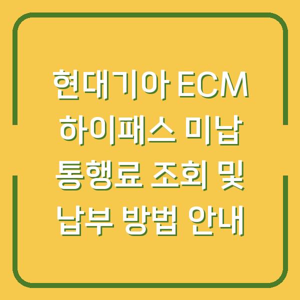 현대기아 ECM 하이패스 미납 통행료 조회 및 납부 방법 안내