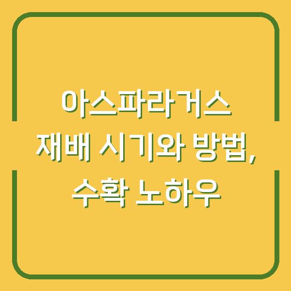 아스파라거스 재배 시기와 방법, 수확 노하우