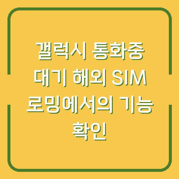 갤럭시 통화중 대기 해외 SIM 로밍에서의 기능 확인