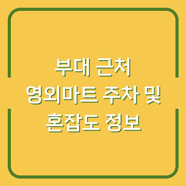 부대 근처 영외마트 주차 및 혼잡도 정보