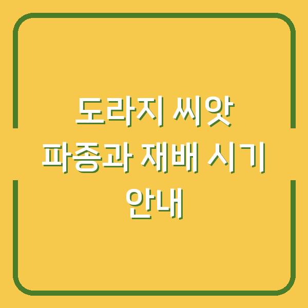 도라지 씨앗 파종과 재배 시기 안내