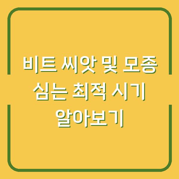 비트 씨앗 및 모종 심는 최적 시기 알아보기