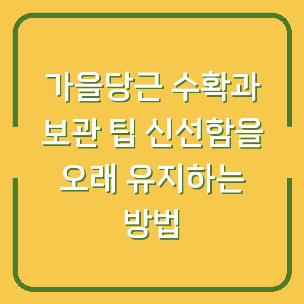 가을당근 수확과 보관 팁 신선함을 오래 유지하는 방법