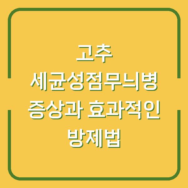 고추 세균성점무늬병 증상과 효과적인 방제법