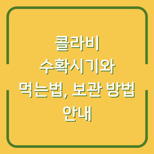 콜라비 수확시기와 먹는법, 보관 방법 안내