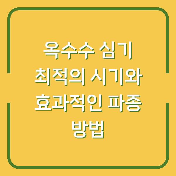 옥수수 심기 최적의 시기와 효과적인 파종 방법