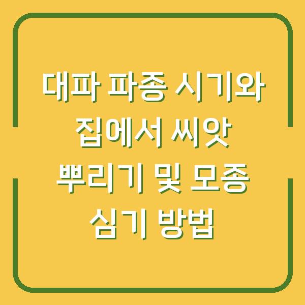 대파 파종 시기와 집에서 씨앗 뿌리기 및 모종 심기 방법
