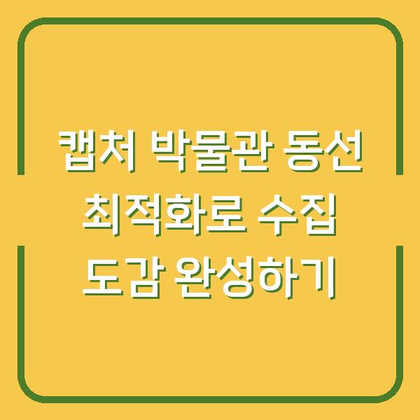 캡처 박물관 동선 최적화로 수집 도감 완성하기