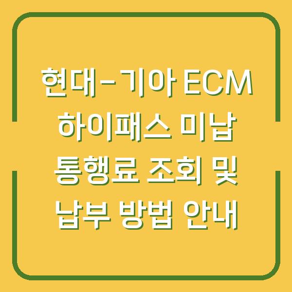 현대-기아 ECM 하이패스 미납 통행료 조회 및 납부 방법 안내