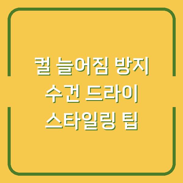 컬 늘어짐 방지 수건 드라이 스타일링 팁