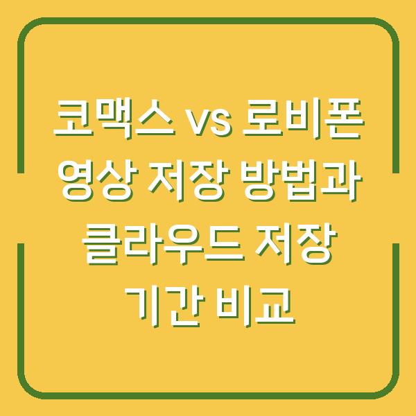 코맥스 vs 로비폰 영상 저장 방법과 클라우드 저장 기간 비교