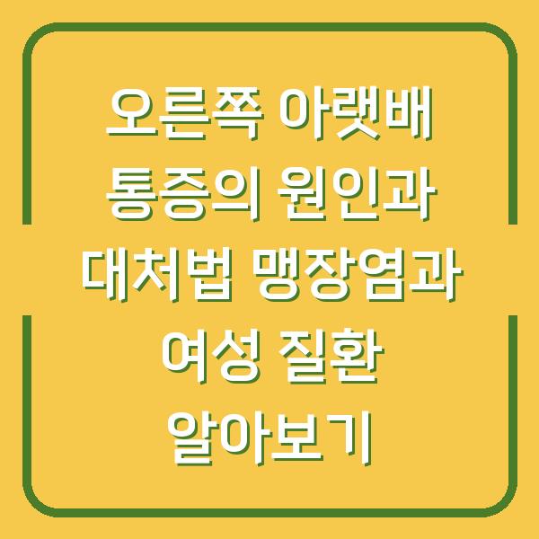 오른쪽 아랫배 통증의 원인과 대처법 맹장염과 여성 질환 알아보기