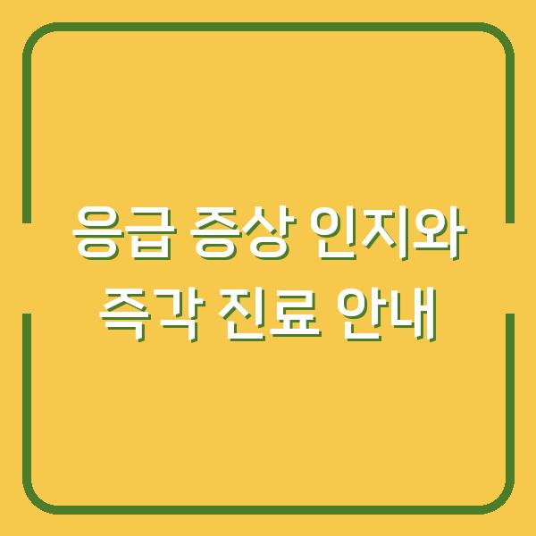 응급 증상 인지와 즉각 진료 안내