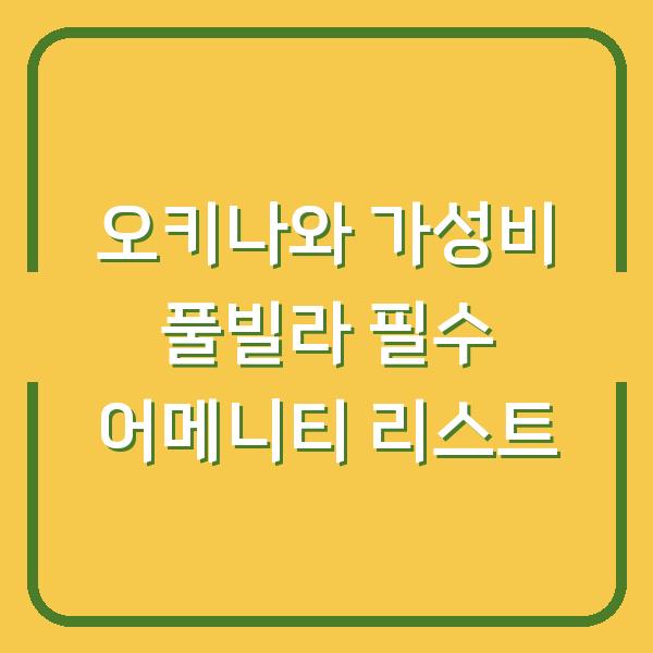 오키나와 가성비 풀빌라 필수 어메니티 리스트